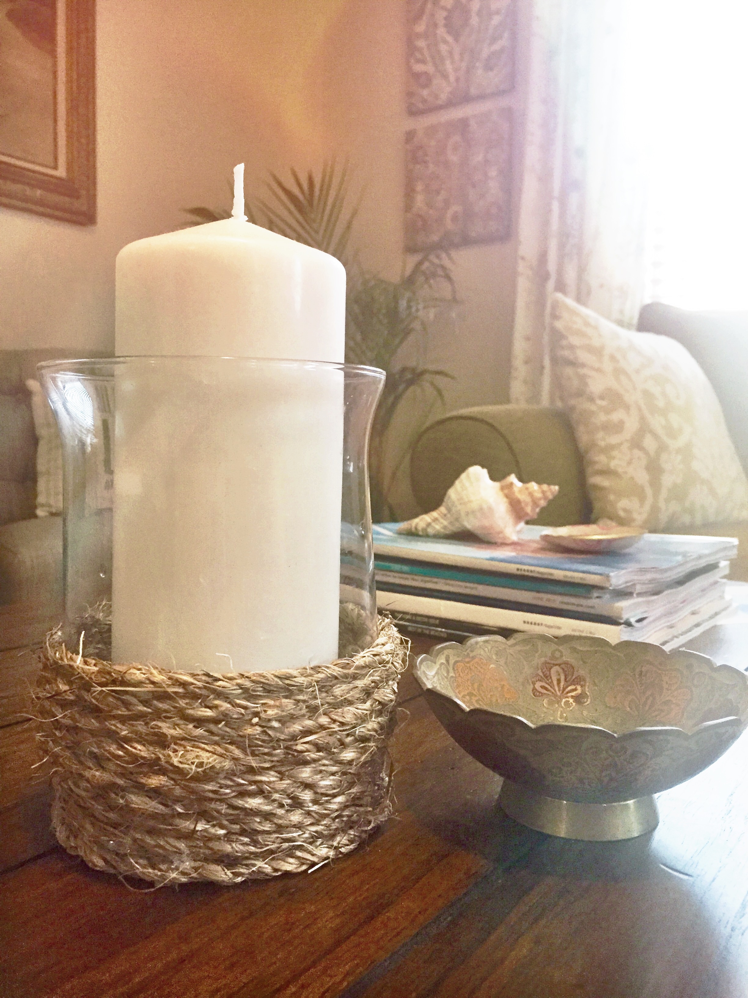 Pottery Barn Inspired DIY Rope Candle Holder besos, Alina