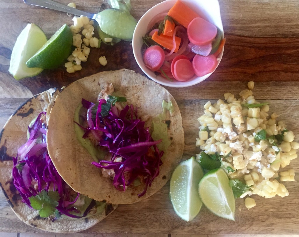 Spicy Halibut Fish Tacos with Red Cabbage Slaw