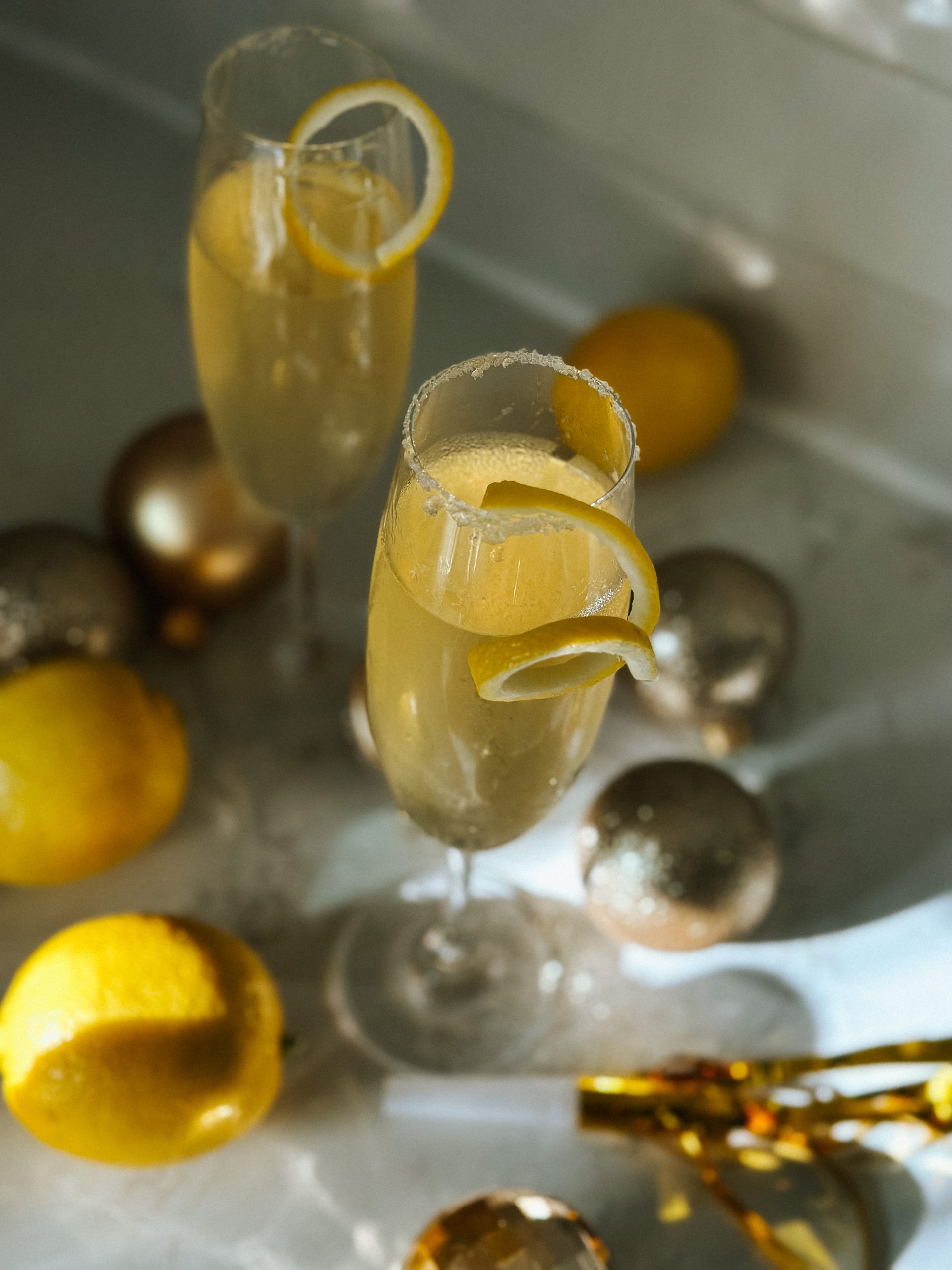 French 75 Champagne Cocktail with Elderflower Liqueur